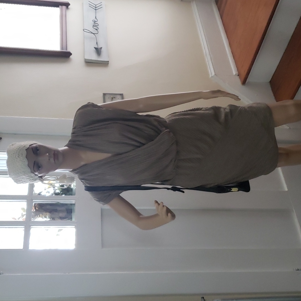 Rachel Roy Olive Green Ruched Dress sz L